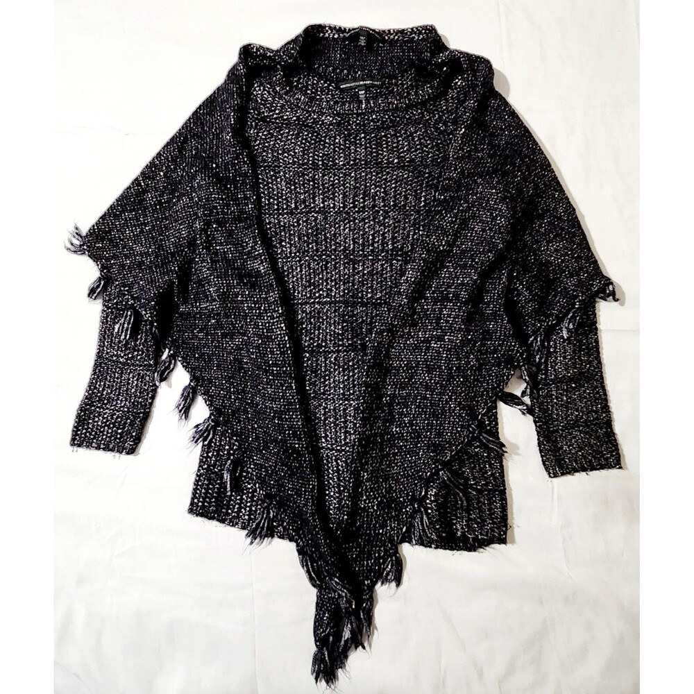 White House Black Market WHBM 2 Pc Sweater & Shawls Gray Metallic Size XS